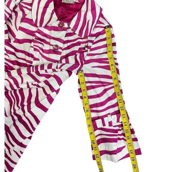 Soulmates Jacket Zebra Animal Print Coat Lined Button Up Barbie Pink White M JR - Picture 6 of 16